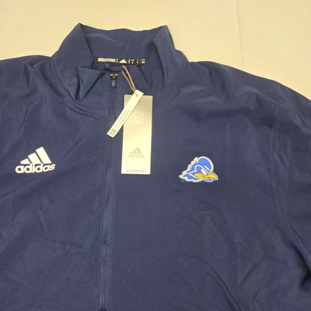 Delaware Blue Hens Adidas Stadium 1/4 Zip Men's Large SS Woven Team Navy‎ Blue
